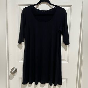 EILEEN FISHER Chic Black Half Sleeve SCOOP NECK SWING Dress, MINIMALIST, SIZE PM
